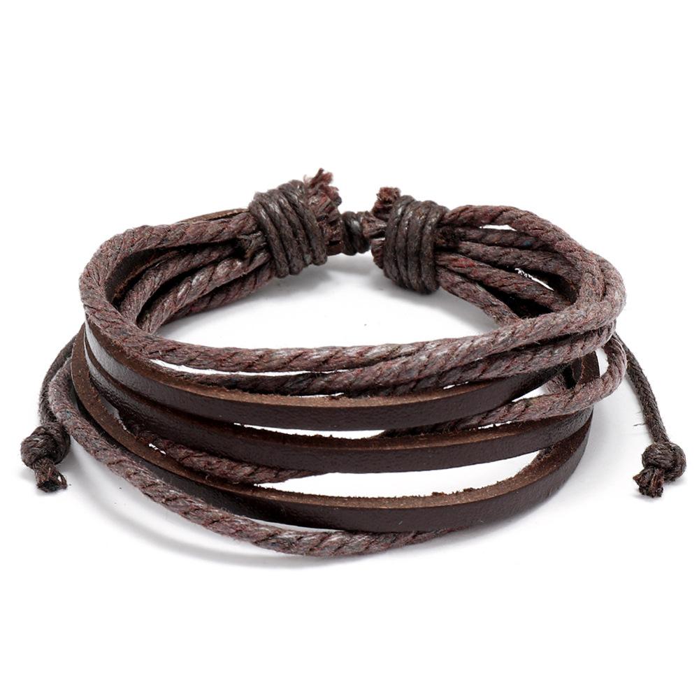 Кожаные браслеты и браслеты для мужчин и женщин, черные и коричневые мужские украшения из плетеной веревки