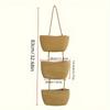 3-tier Rope Woven Fabric Basket, Boho Style, Over The Door, Decorative Starage For Living Room, Bathroom Shelf Baskets