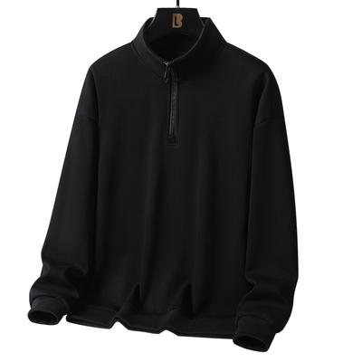 Осенне-зимняя мужская уличная толстовка с воротником-стойкой и полумолнией из махрового трикотажного флиса, куртка-пуловер