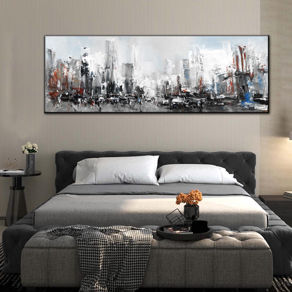 Современное абстрактное здание, картина маслом, постер и принт, пейзаж, настенное искусство, оригинальная картина на холсте, картина для декора гостиной