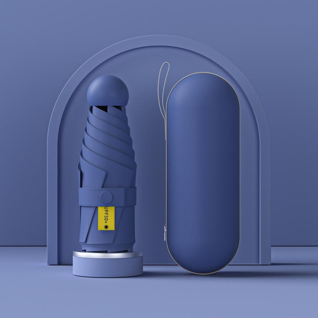 Black Plastic 50% Fold Ultra-Light Pocket Umbrella - Portable, Mini, for Sun/Rain