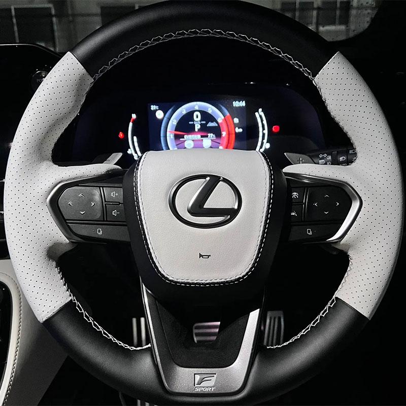 Для Lexus NX 250 NX260 NX350 NX350h NX450h+ 2022-2024 ручная прошивка Красный Черный натуральная кожа нескользящая Накладка на руль автомобиля WU5