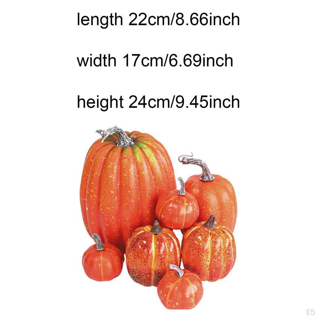 7 Pieces Faux Pumpkins Decorations Decor Crafts Artificial Ornaments for Seasonal Fireplace