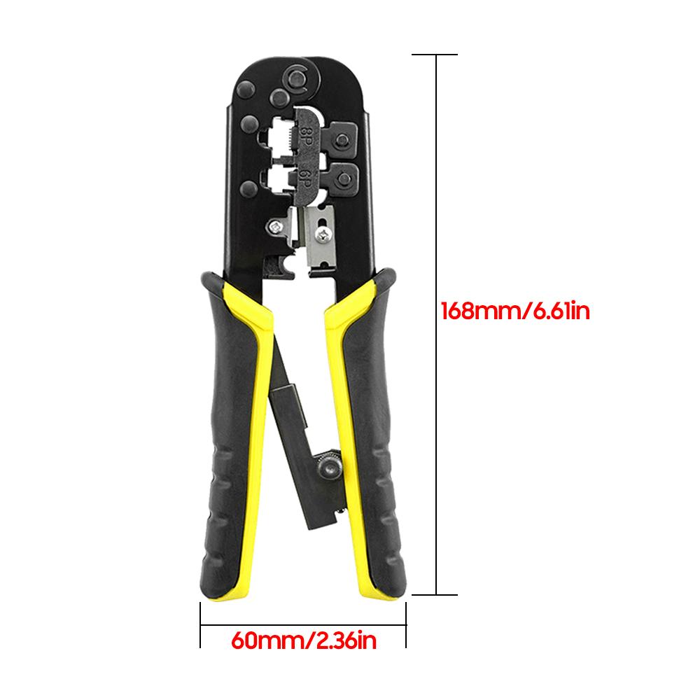 Ratcheting Crimping Tool 3 In 1 Multifunction Wire Crimpers Stripper Cutter, 8P 6P Network Line