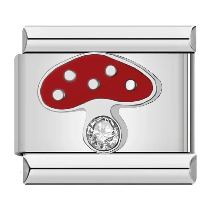 Hapiship 2024 женские красные глазурованные цветочные сердечки Kiss Me подвески итальянские звенья подходят для браслета из нержавеющей стали 9 мм изготовление ювелирных изделий ZH003