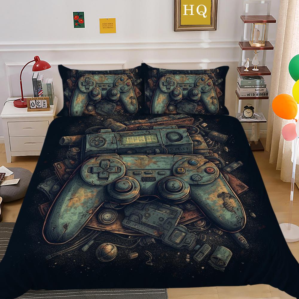 Комплект пододеяльников с 3D игровой консолью и принтом, домашнее постельное белье, односпальная кровать, одежда для мальчиков и детей, мягкий комплект постельного белья, чехол