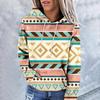 Women's Fashion Casual Ethnic Style Printed Long Sleeved Hooded Sweater Top