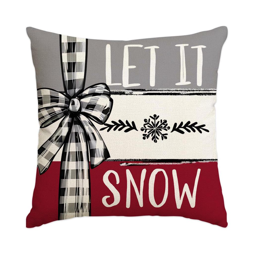 Горячая распродажа Рождественская наволочка из искусственного льна с принтом елки и снеговика - Праздничная декоративная наволочка для диванной подушки