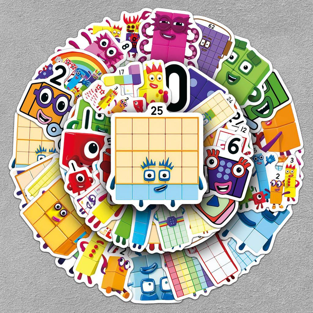 50 обучающих анимационных наклеек Numberblocks для чехлов телефонов и канцелярских принадлежностей