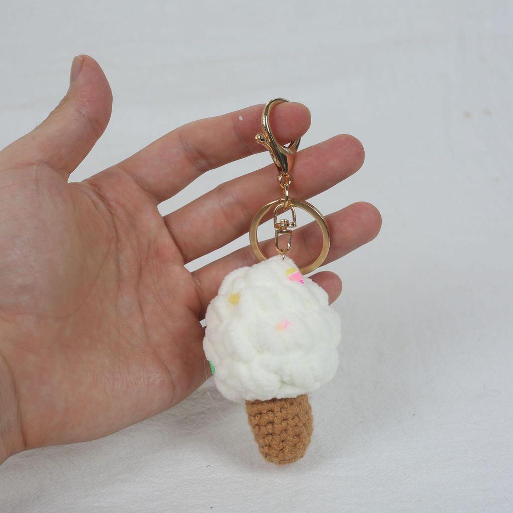 Cute Ice Cream Pompon Keychain Bag Charm for Kids