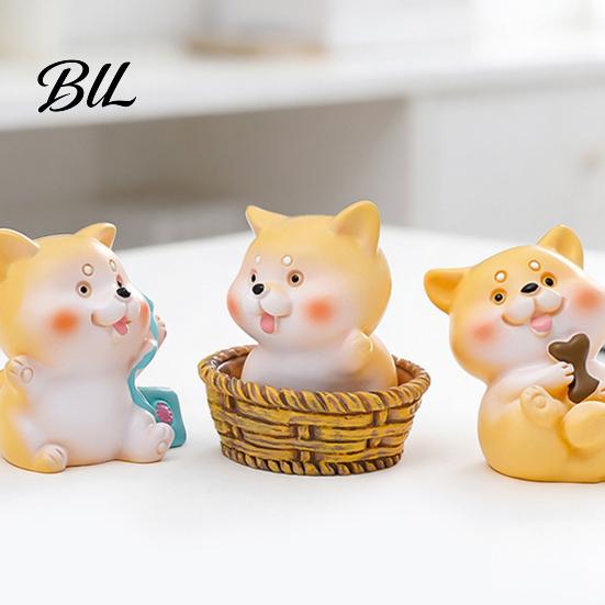 Decorative Dog Figure Mini Resin Figurine Cartoon Puppy Statue Tiny Cake Topper Versatile Gift Decoration for Fairy Garden DIY Crafts Birthday