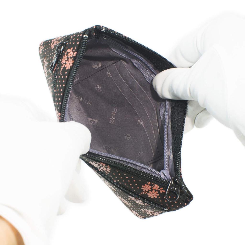 Indenya Inden Pouch Deerskin Black x Pink Lacquer Cosmos Pattern No.6 4407-51-175