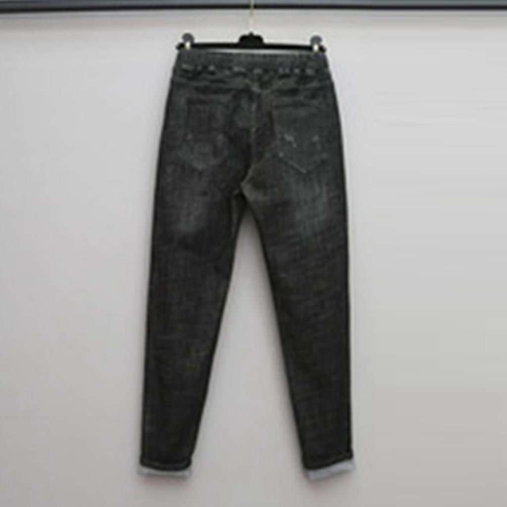 Женские брюки большого размера, эластичные джинсы, свободные полуэластичные брюки