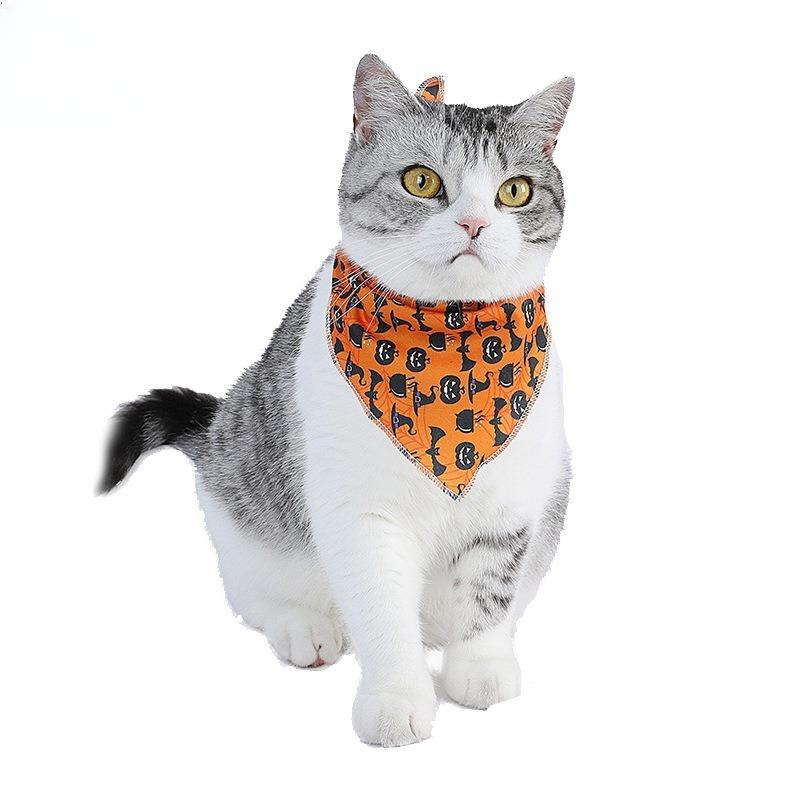 Halloween Pet Bandana Bib Polyester Triangle Scarf for Cats Dogs Fashion Accessory Holiday Costume Dress Up