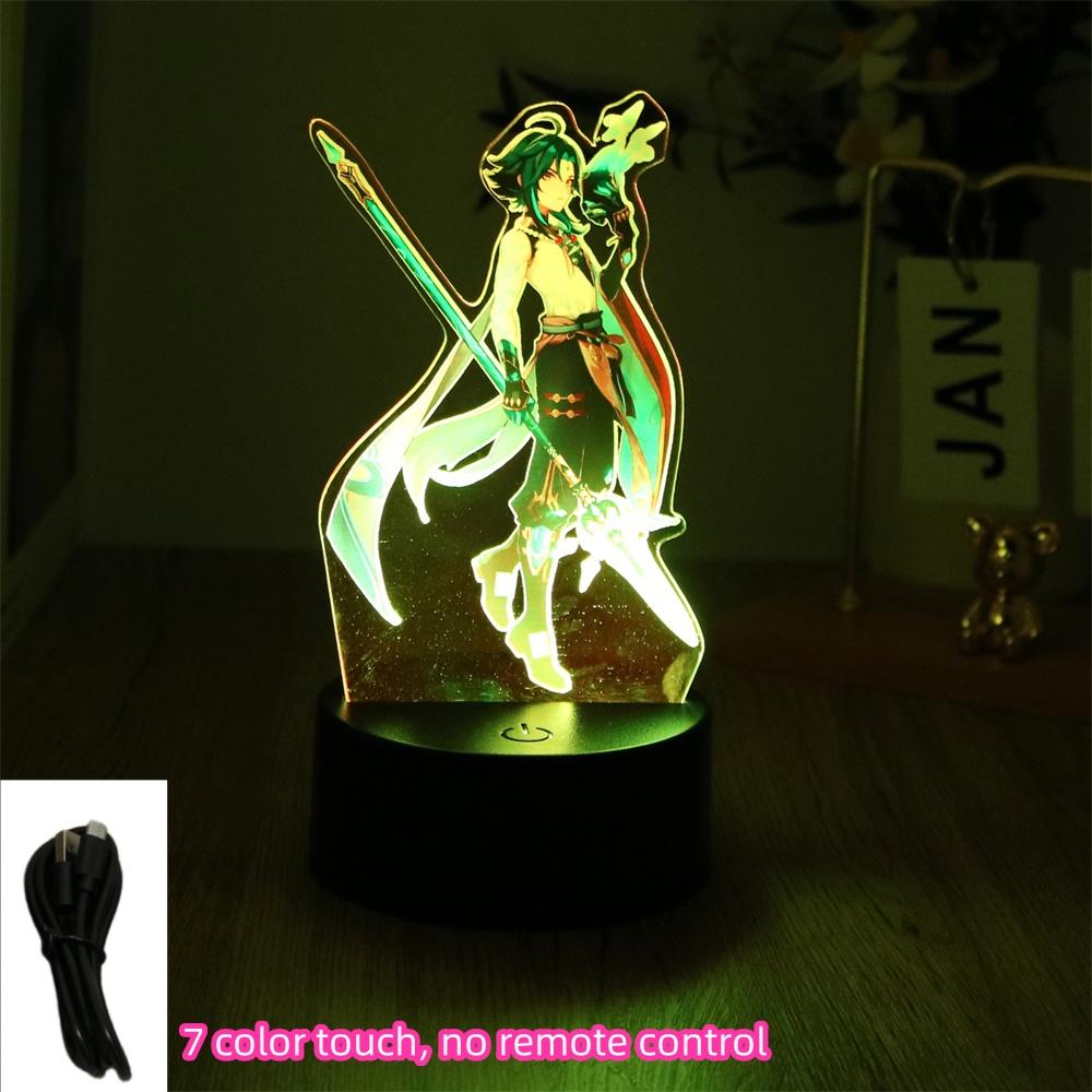 Anime Figures 3D Lamp Zhongli Xiao Genshin Impact LED Night Light Smart Touch Remote RGB Decoration Room Kid Birthday Toys Gifts