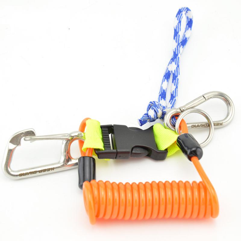 Diving Camera Spring Coil Lanyard with Coiled Quick Release Buckle