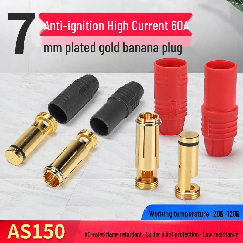 7mm Gold-Plated AS150 60A Spark-Proof RC ESC Connector Pair