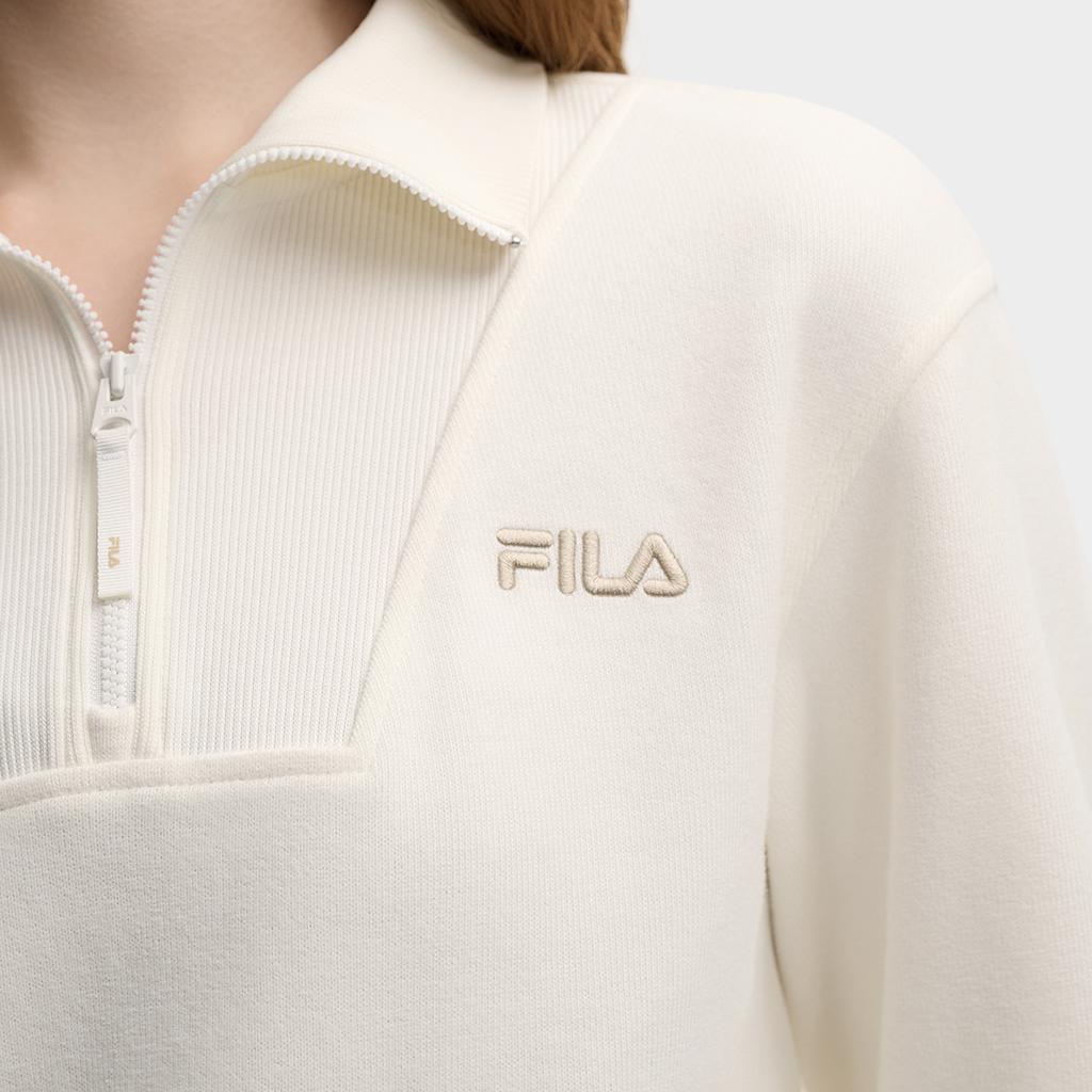 Fila Original Fashion Retro Sports Casual Classic Versatile Comfortable Knit Short Pullover Sweatshirt Women Sweatshirt White F11W549204FWT