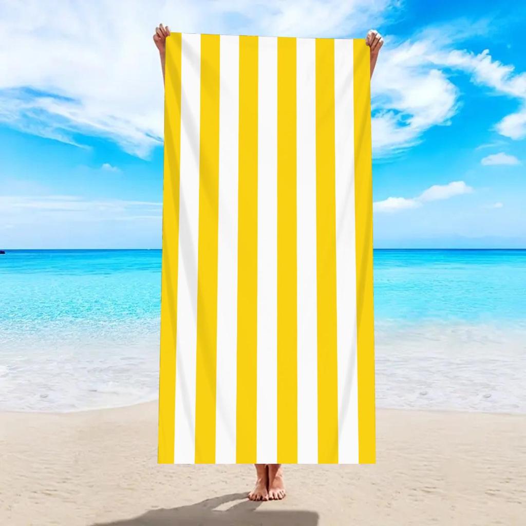Ultra-Absorbent Striped Beach & Bath Towel - Thick, Soft, Microfiber