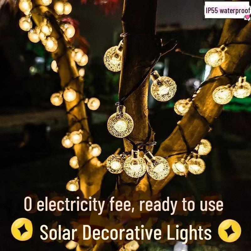 Уличные водонепроницаемые солнечные светодиодные гирлянды в виде шариков для сада, праздников и фестивалей