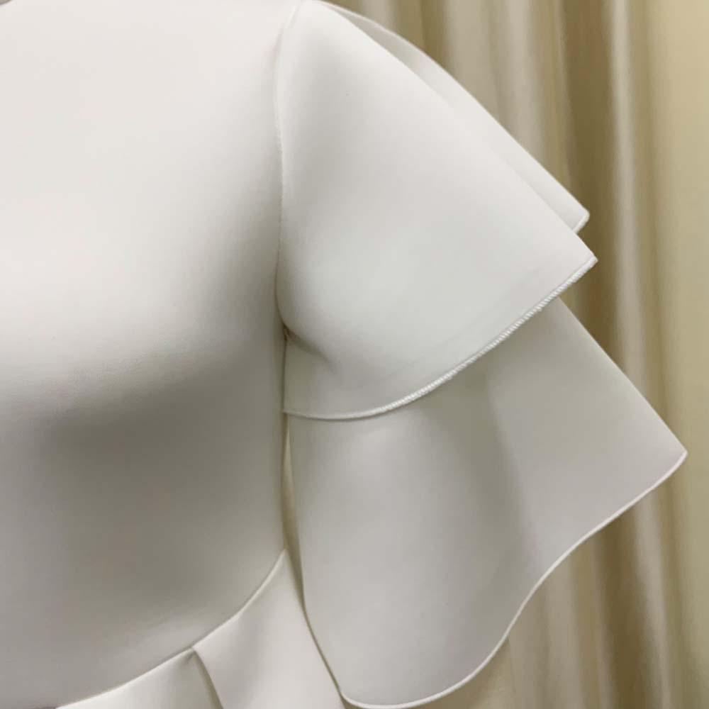 D230 Женское летнее платье 2023 года с двухслойными рукавами-оборками, однотонное, европейский и американский стиль, струящийся дизайн