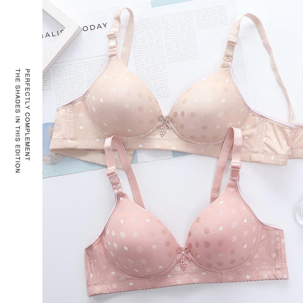 Sexy Women Thin Push-up Bra Adjustable Shoulder Straps Dot Print U-Shaped Beauty Back Wireless Anti-sagging Brassiere