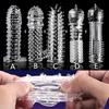 Transparent Crystal Condom Penis Sleeve Male Enlargement Time Delay Spike Clit Reusable Condoms Sex Toy for Couple