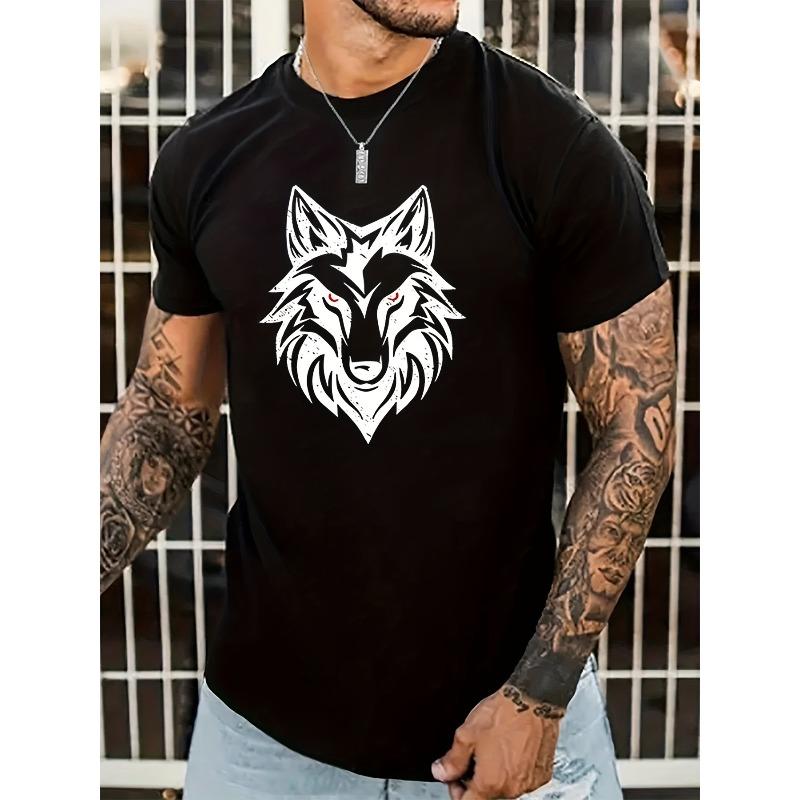 Европейские размеры Модная стильная мужская футболка Wolf с забавным английским принтом, юмористическая и интересная, подходит для весны и лета