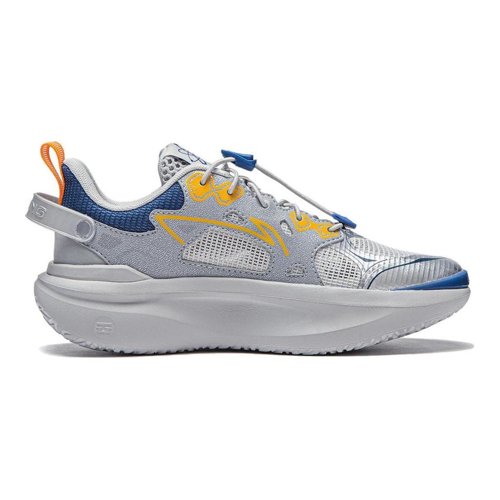 Li Ning Youth  Childrens Starry Comfortable Simple Non-Slip Wear-Resistant Casual Shoes Kids Casual Shoes Silver Blue Yellow YKCU142-3