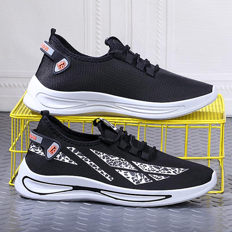 New Men's Casual Shoes Breathable Sports Running Shoes Soft Sole Trend Lightweight Flying Woven Shoes