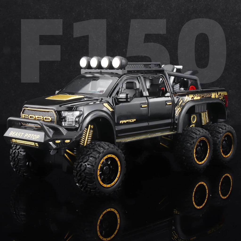1:24 Игрушечных Пикапа для Мальчиков F150 Raptor Металлическая Модель Машинки с Звуком и Светом для Детей от 3 Лет Синий