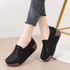 Fashion Women Platform Shoes PU Leather Wedge Heels Waterproof Loafers Non-slip Casual Walking Shoes Slip-on Mother Shoes