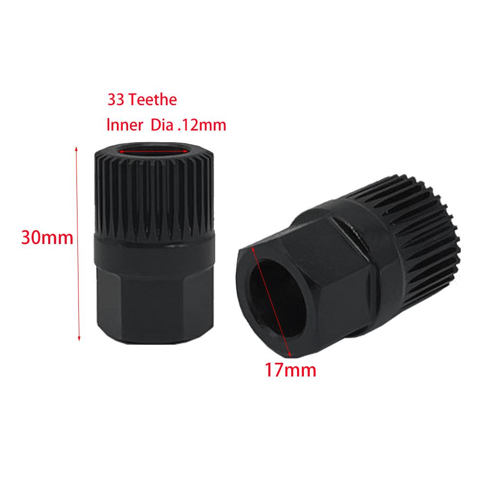 33T Alternator Pulley Removal Tool, Premium Alloy Steel Socket Bit for Car Repair, with 17mm Outer Diameter for V Belt Pulley Installation