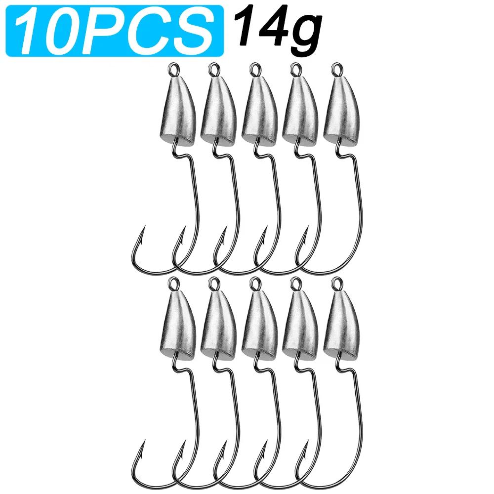 10PCS Metal Jig Head Worm Hook 3.5g 7g 10g 20g Weight Crank Fishhooks Gear Sinker Pesca for Lure Texas Rig Fishing Tackle Kit