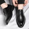 Fashionable Men Leather Hollowed Out Breathable Business Dress Leather Shoes Classic Black Lace Up Comfortable Gentlemen's Shoes