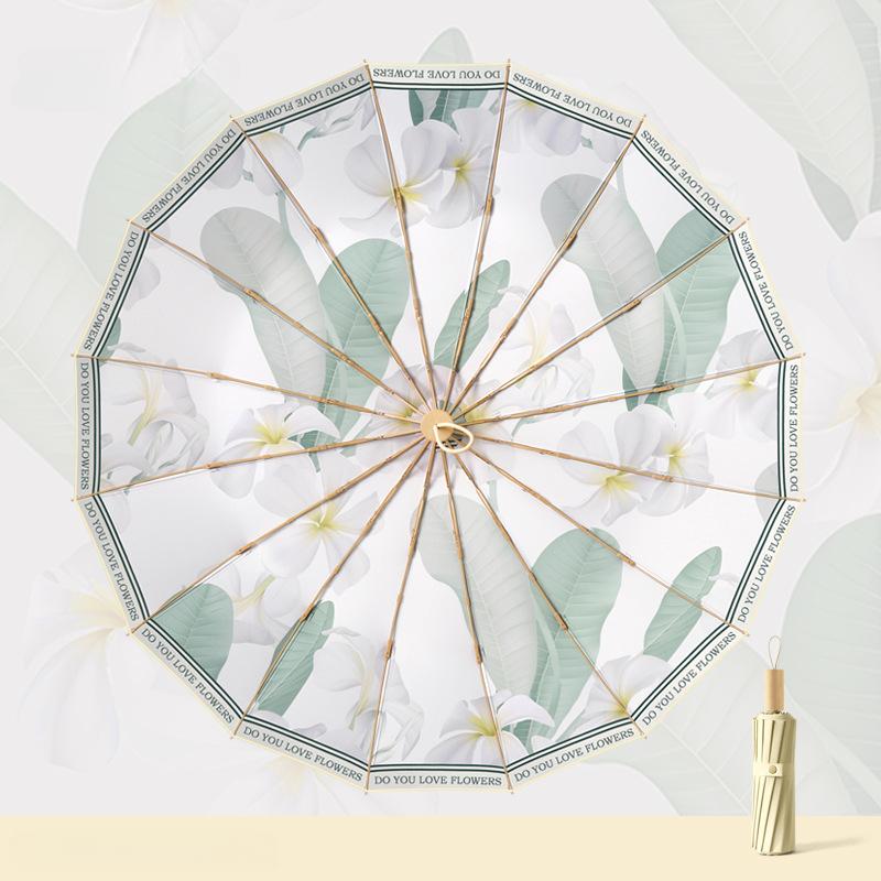 Большой солнцезащитный зонт от УФ-лучей для женщин, складные зонты с принтом от дождя, зонты двойного назначения для солнечной и дождливой погоды, женский зонтик