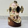 45.72 Cm Copper Brass Diving Helmet Mark V Deep Sea Scuba Divers Helmet With Wooden Base