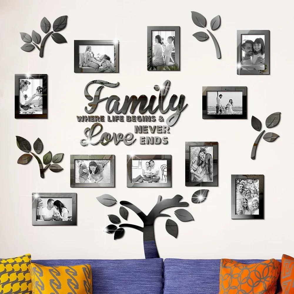 New DIY Family Picture Frame Tree Wall Stickers 3D Home Tree Wall Mirrors Photo Collage Picture Frame Stickers Home Decoration