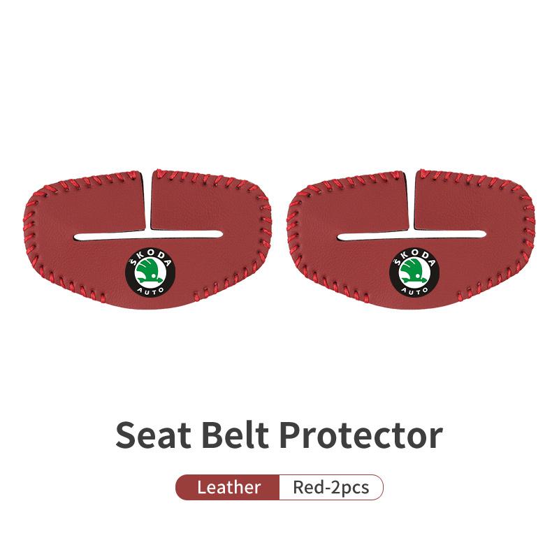 BHBD3 Car Seat Belt Buckle Cover Leather Protector Anti-collision Case For Skoda Kodiaq Fabia Kamiq Karoq Octavia 2 3 Rapid Scala