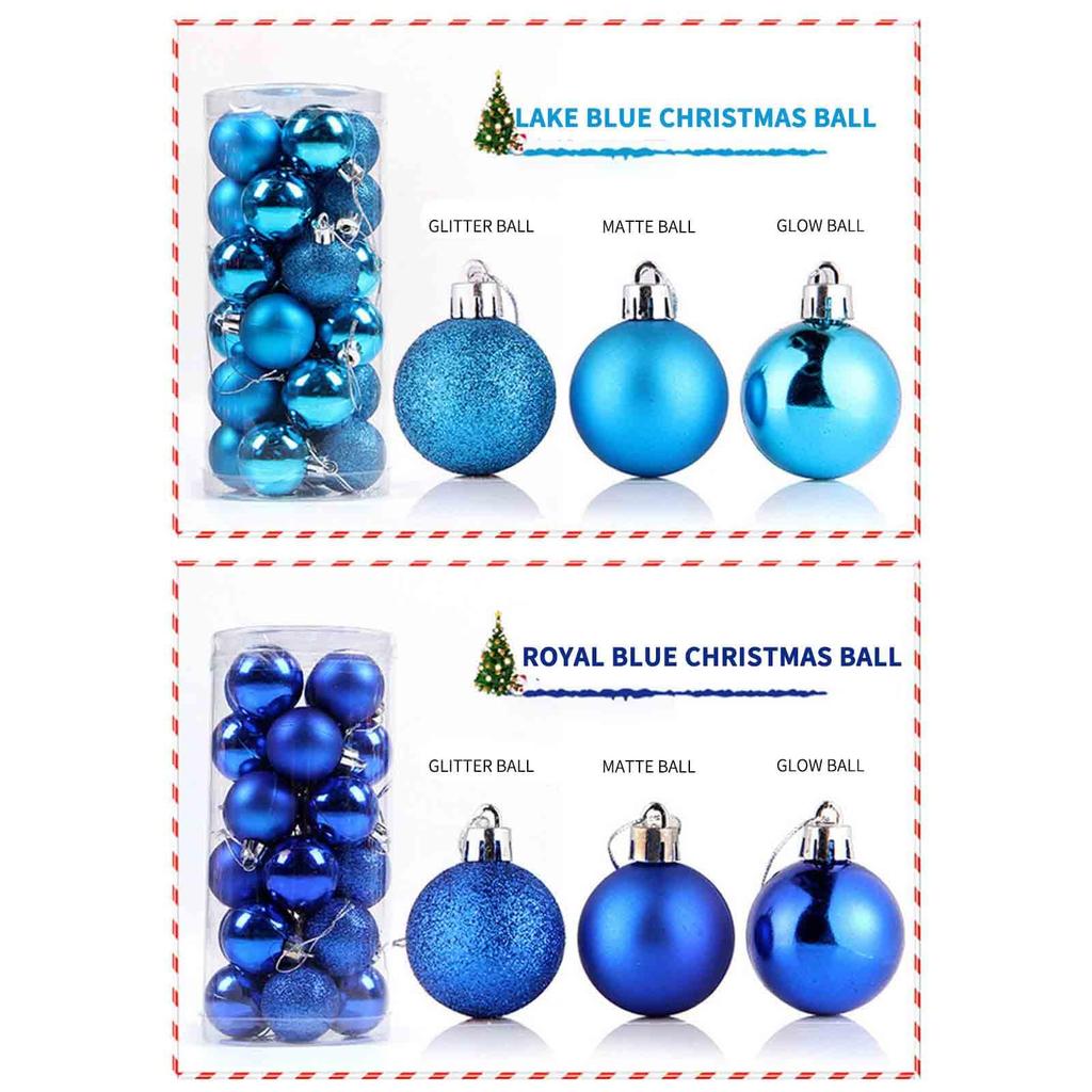 24PCS Christmas Ball Ornaments Mini Shatterproof Plastic Christmas Baubles Set for Holiday Party Wreath Tree Decor(1.57inch)