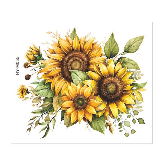 Spring Sunflower Toilet Sticker Removable Waterproof Wall PVC Living Room Self-adhesive Art Floral Bathroom