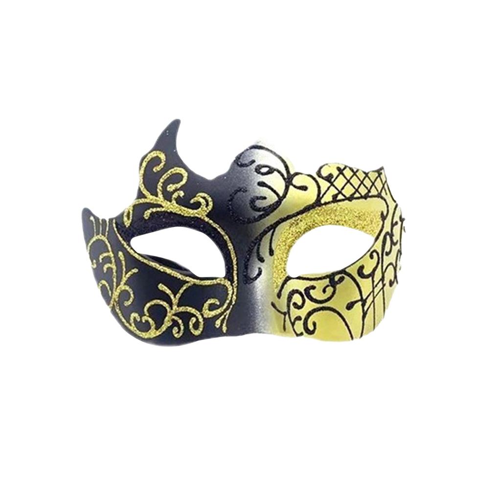 Маскарадная маска на пол-лица для вечеринки в баре, мужская, расписанная золотой пудрой, маска-спрей ручной работы