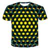 New 3D T-shirt Men's Geometric Grid Digital 3D Printed Summer T-shirt