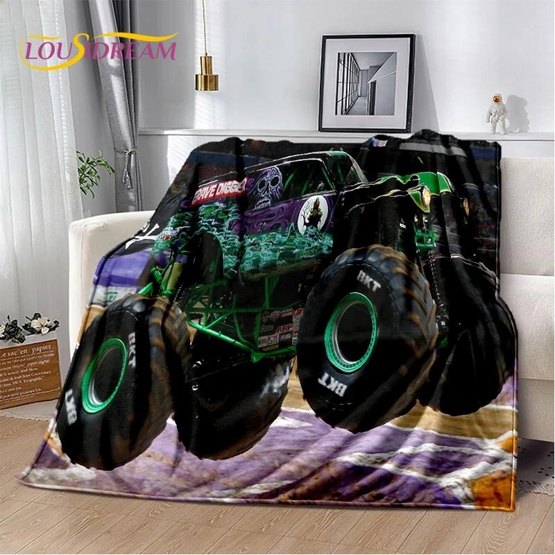 Мягкое фланелевое одеяло Monster Truck 3D Monster Jam Cartoon для кровати, спальни, дивана, пикника, плед для отдыха на свежем воздухе, подарок