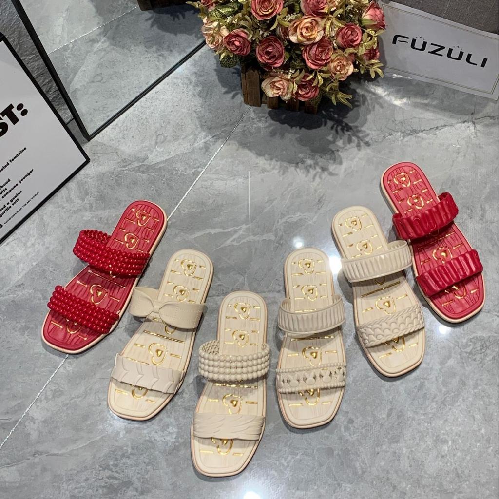 Summer Flat-bottomed Slippers Women's Fashion and Leisure One-character Fairy Style Sandals Indoor Home Sandals