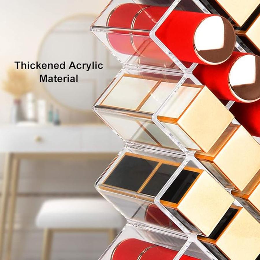 1/2 шт. Органайзер для помады Прозрачный акриловый настольный органайзер Многосекционный держатель для блеска для губ и помады Хранение косметики