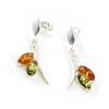 [I8950] — Двухцветные янтарные серебряные серьги «Вдохновение» (стрекоза)