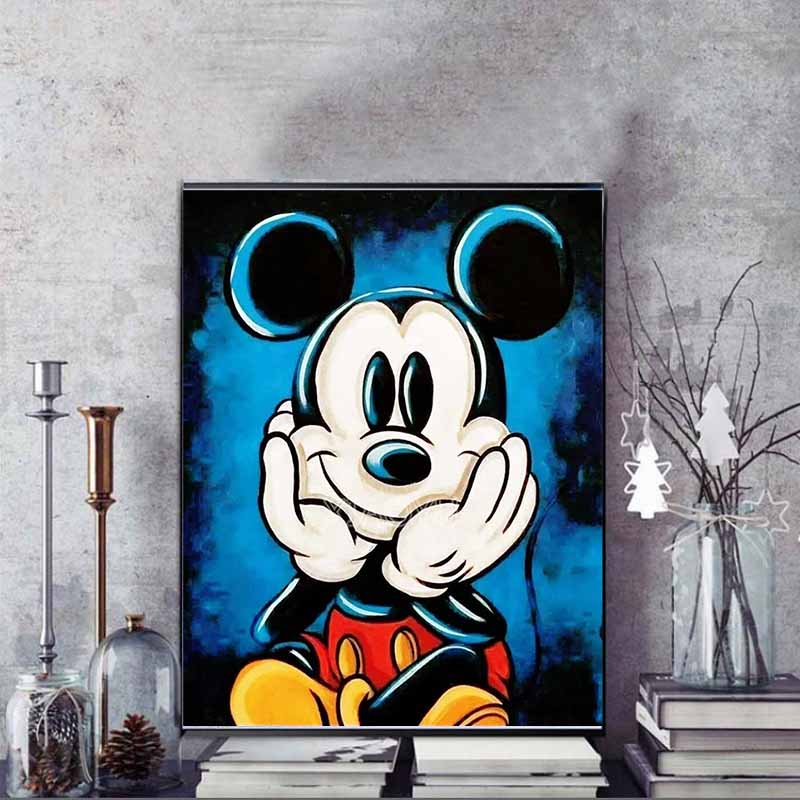 Disney Cartoon Diamond Painting Mickey Mouse Sweet Smile Oil Painting Style Illustration 5D DIY Art Cross Stitch Kit Mosaic Embroidery, Home DecorGift