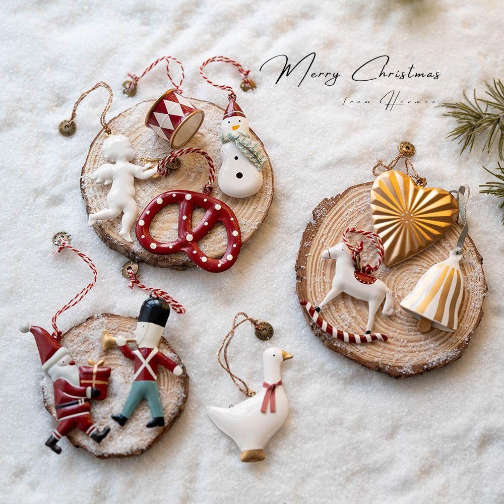 Multicolor Christmas Hanging Decoration Cartoon Cane Drum Drop Ornaments Hang Pendants  Festival