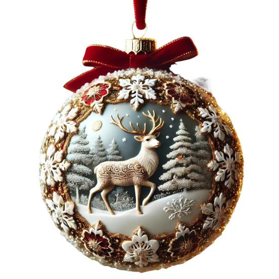 3D Сказочная планета Рождественский орнамент Снежные шары Рождественская елка Снежинка Олень Подвесное украшение для праздничного домашнего декора